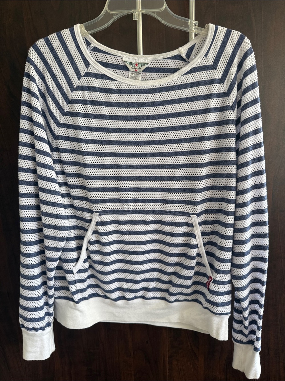 Hard Tail Navy and White Striped Crew Pullover